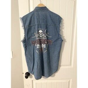 2006 Daytona Bike Week Sleeveless Denim Biker Shirt Pockets Men’s Size Medium